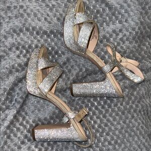 Maripe Glittering Silver Block Heels